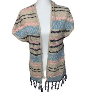 Justice sleeveless fringe cardigan